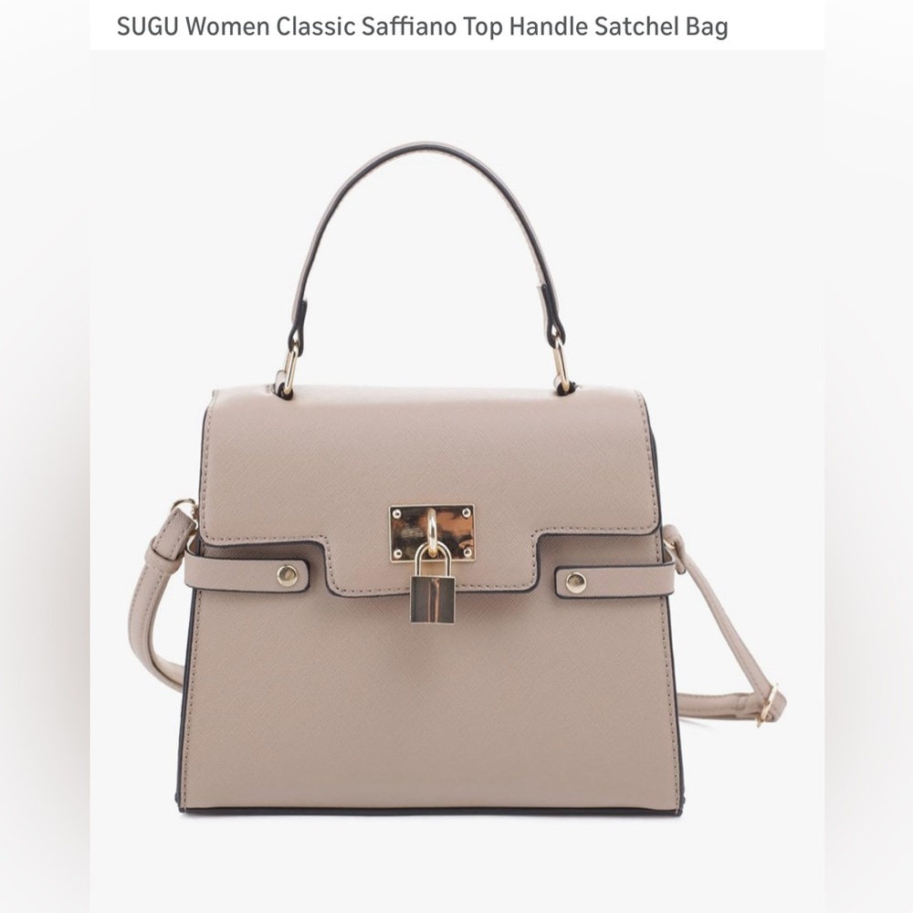 Women Classic Saffiano Beige Satchel Bag